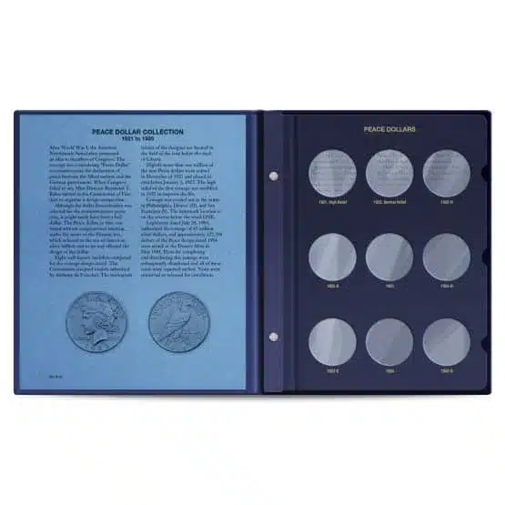 Whitman Peace Dollar Album 1921-1935, classic blue inside cover page image view-21644