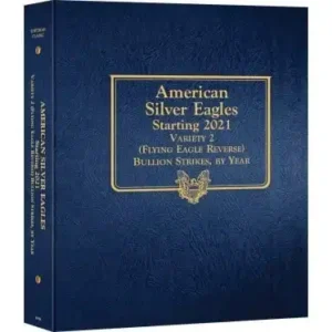 Whitman Silver Eagle Coin Album, starting 2021, variety 2, single mint, classic blue front cover image view-21661