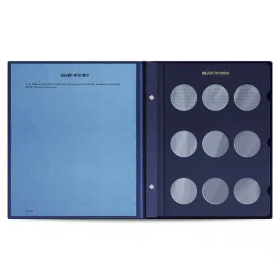 Whitman Classic Coin Album for Silver Rounds 39mm, classic blue inside cover page image view-21665