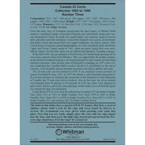 Canadian quarter collector folder, information page image view-20899