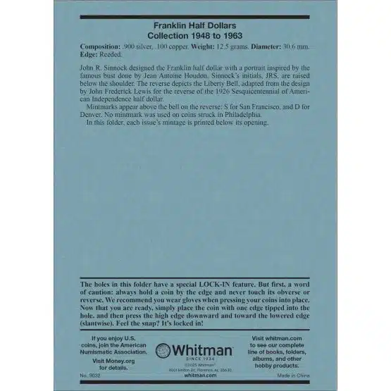 W.P. Fran. 1/2 $, 1948-1963, 36 Inserts, information page image view-20194