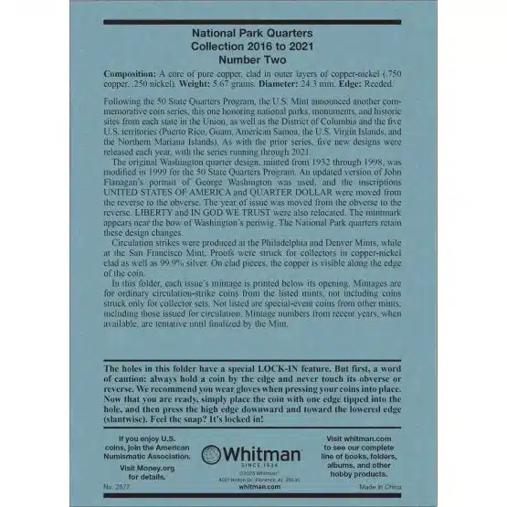 W.P. Nat. Park 25 Cent, No. 2, 2016-2021, P and D, information page image view-20191
