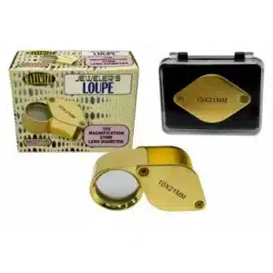 10X Gold Jeweler Loupe with 21mm Doublet Lens-20975TN