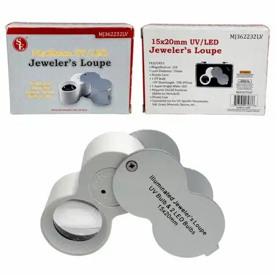15X Jeweler Loupe with LED and UV Lights 20mm-20630