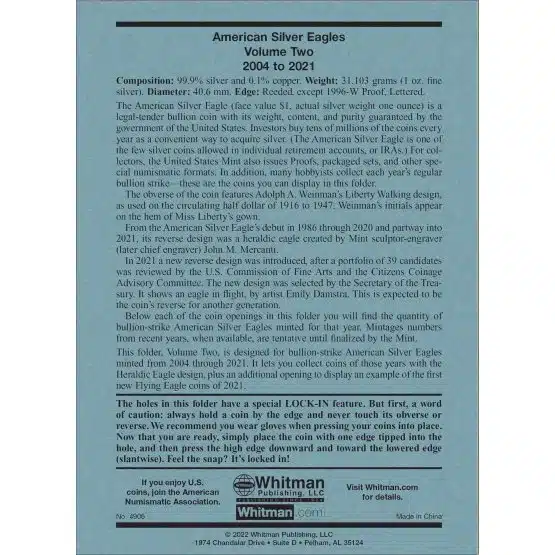 Whitman American Silver Eagle album folder, history-20097