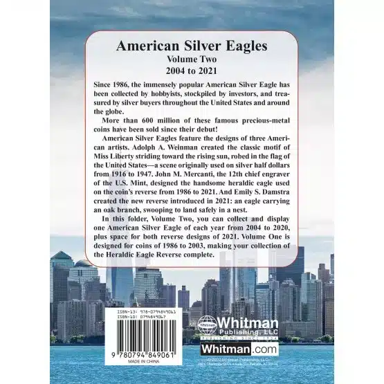 Whitman Coin Folder for American Silver Eagles, rear cover UPC-20097