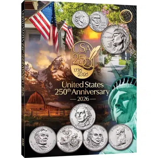 Single mint coin folder for America's 250th Anniversary, front cover-20158