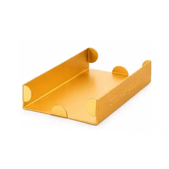 Gold coin tray angled view - 21036