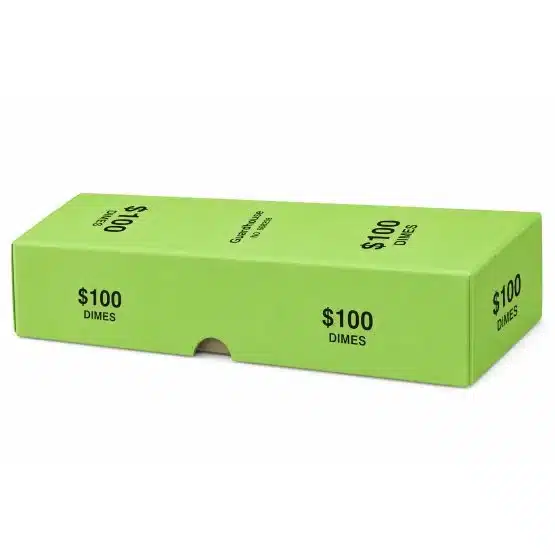 Green dime roll storage box made from reinforced cardboard-21040