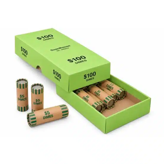 Guardhouse cardboard coin roll box for wrapped U.S. dimes-not included-21040