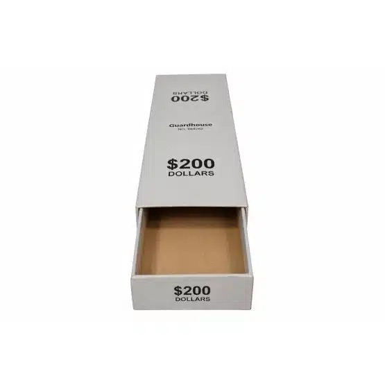 Gray Guardhouse container shown from an angled front view, opened-21043