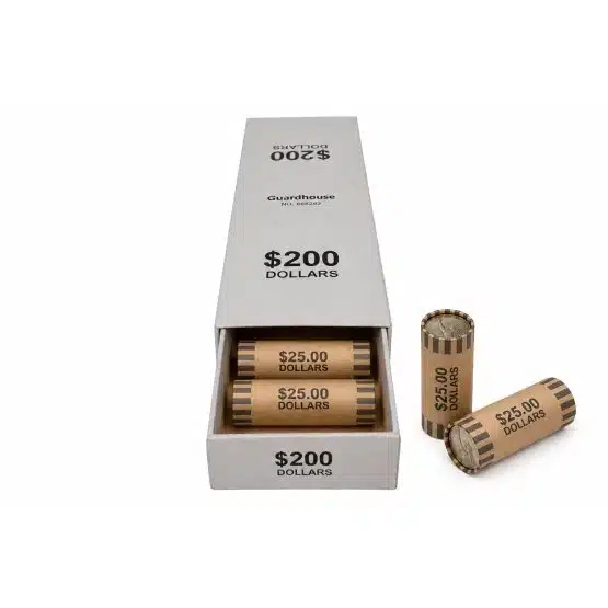 Guardhouse cardboard coin roll box for wrapped U.S. small dollars, not included-21043